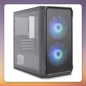 Silentware Air 10 Micro-ATX Mesh Case with 2x 140 mm ARGB Fans, Black, Tempered Glass