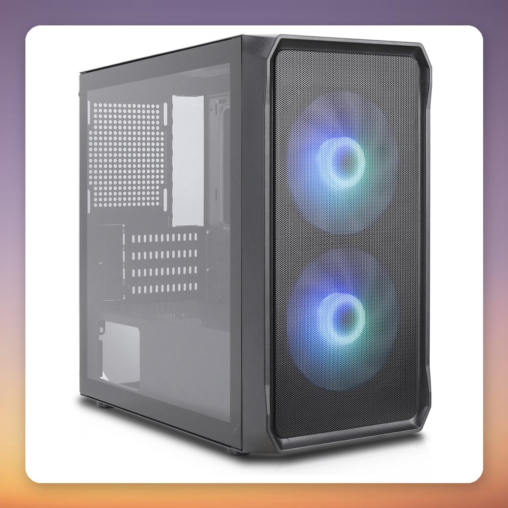 Silentware Air 10 Micro-ATX Mesh Case with 2x 140 mm ARGB Fans, Black, Tempered Glass