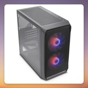 Silentware Air 10 Micro-ATX Mesh Case with 2x 140 mm ARGB Fans, Black, Tempered Glass