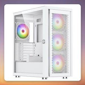 Silentware Air 100 E-ATX Mid-Tower Case, White, Tempered Glass, 4x ARGB Fans