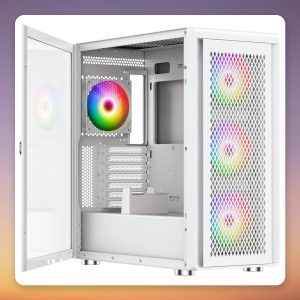 Silentware Air 100 E-ATX Mid-Tower Case, White, Tempered Glass, 4x ARGB Fans