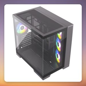 Silentware View A-RGB ATX Mid-Tower Case, Black, Dual Tempered Glass