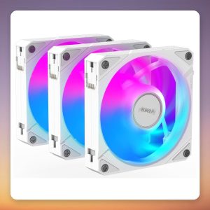 Gigabyte AORUS EZ Chain Fan 120 ICE 120 mm ARGB Case Fans, White, 3-Pack