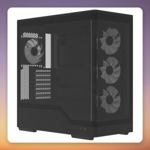 Aerocool P500A-BK-v1 ATX Mid Tower Case, Black, Dual Tempered Glass, 4x ARGB Fans