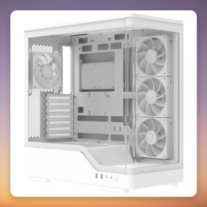 Aerocool P500A-WT-v1 Mid-Tower Case, White, Dual Tempered Glass, 4x ARGB PWM Fans