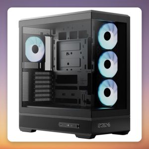 Aerocool P500B Digi-BK-v1 Mid-Tower PC Case, Black, Dual Tempered Glass, 4x ARGB Fans