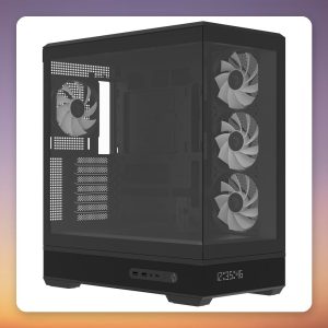 Aerocool P500B Digi-BK-v1 Mid-Tower PC Case, Black, Dual Tempered Glass, 4x ARGB Fans