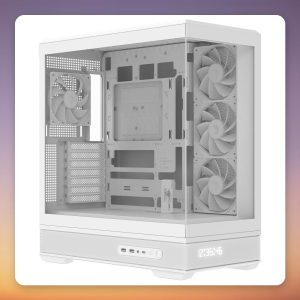 Aerocool P500B Digi-WT-v1 Mid-Tower Case, White, Dual Tempered Glass, 4x ARGB Fans