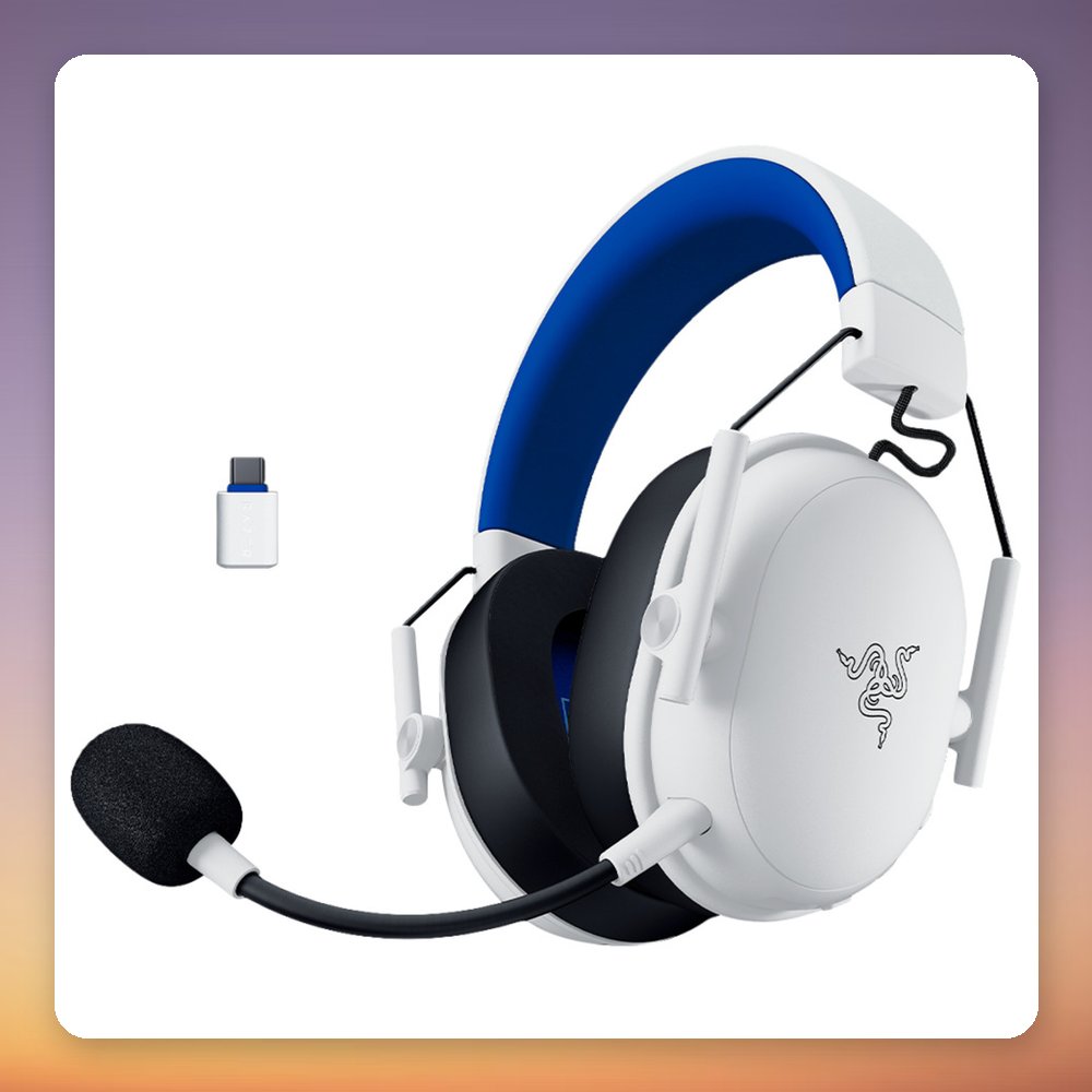 Razer BlackShark V3 X HyperSpeed Wireless Gaming Headset for PlayStation, White, 2.4 GHz/Bluetooth/USB