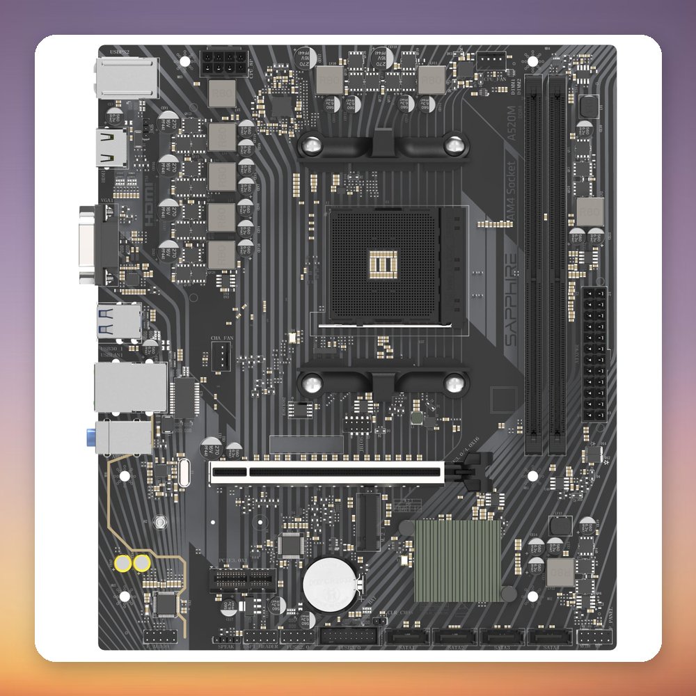 Sapphire A520M-E AM4 Micro-ATX Motherboard, AMD A520, DDR4-3200, 64 GB Max – image 4