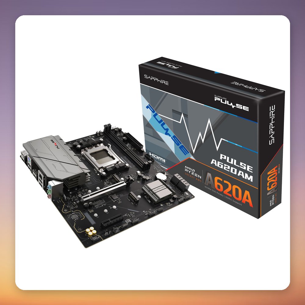 Sapphire PULSE A620AM AM5 Micro ATX Motherboard, AMD A620, DDR5