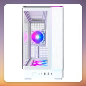 Montech KING 15 PRO Micro-ATX Midi Tower Case, White, Curved Glass, 4x Fans