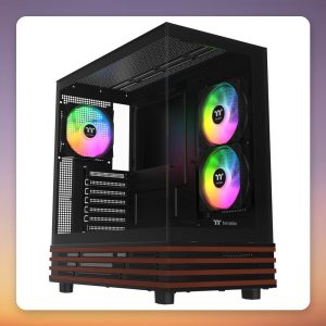 Thermaltake View 270 Plus WS ARGB Mid-Tower Case, Black/Wood, Dual Tempered Glass, E-ATX
