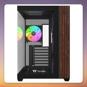 Thermaltake View 380 WS ARGB Black ATX Mid-Tower Case, Dual Tempered Glass, Wood Finish