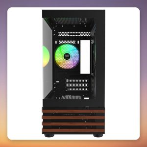 Thermaltake View 170 WS ARGB mATX Case, Black/Wood, Dual Tempered Glass, 3x 120 mm Fans