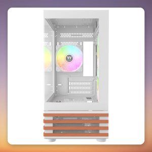 Thermaltake View 170 WS ARGB Snow White µATX Case, 3x 120 mm ARGB Fans, Tempered Glass