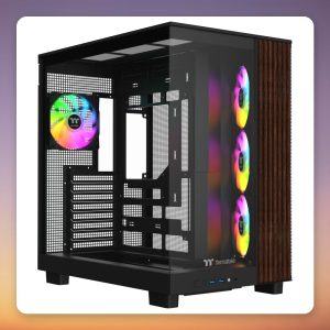 Thermaltake View 380 XL WS ARGB Mid-Tower Case, Black/Wood, Dual Tempered Glass