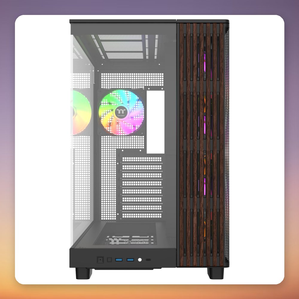 Thermaltake View 380 XL WS ARGB Mid-Tower Case, Black/Wood, Dual Tempered Glass – image 2
