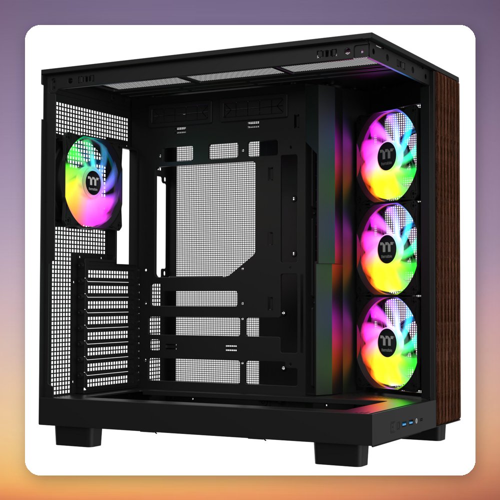Thermaltake View 380 XL WS ARGB Mid-Tower Case, Black/Wood, Dual Tempered Glass – image 6