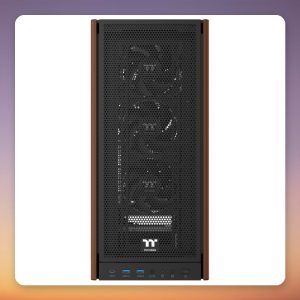 Thermaltake S370 WS Mid-Tower E-ATX Case, Black, Tempered Glass, Wood Accents