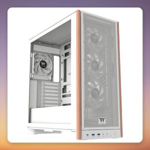 Thermaltake S370 WS Snow White E-ATX Mid-Tower Case, Tempered Glass, Wood Accents