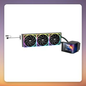 Thermaltake MAGCurve 360 Ultra 360 mm AIO CPU Cooler, 6.67″ OLED Display, ARGB, Black