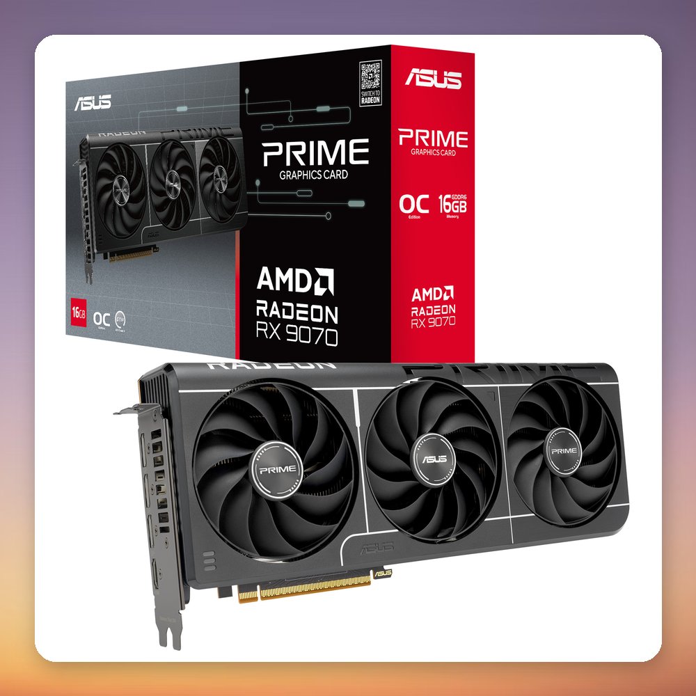 ASUS Prime Radeon RX 9070 OC EVO 16 GB GDDR6 Graphics Card, Triple Fan
