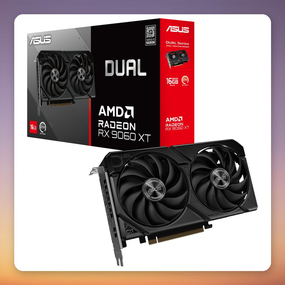 ASUS Radeon RX 9060 XT DUAL 16 GB GDDR6 Graphics Card, Black, 2.5-Slot
