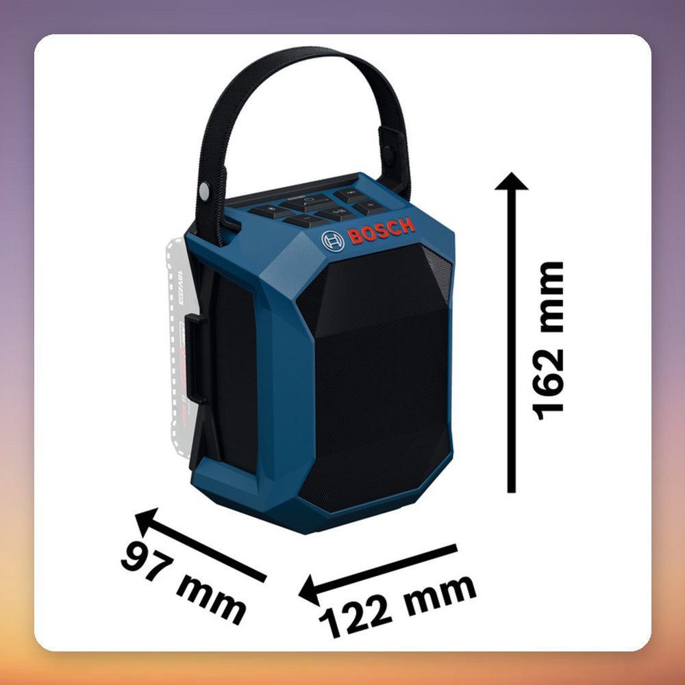 Bosch Professional GPB 18V-1 C Bluetooth Speaker with Battery Cover, IP54, 11 W, Blue/Black – image 5