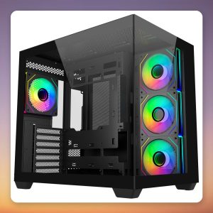 Cooler Master Elite 681 ATX Mid-Tower Case, Black, Dual Tempered Glass, 4x ARGB Fans