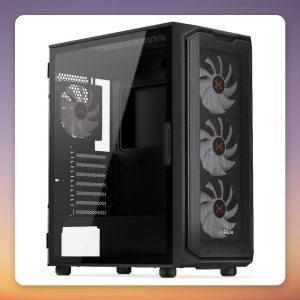 Krux Orona ATX Mid-Tower Case, Black, Tempered Glass, 4x 120 mm ARGB Fans