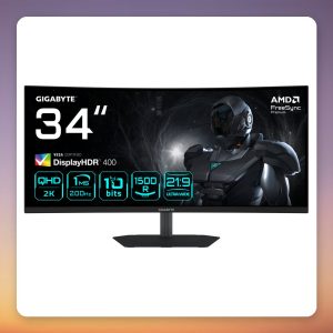 GigaByte G34WQC2 34″ WQHD 200Hz Curved Gaming Monitor, VA, FreeSync Premium