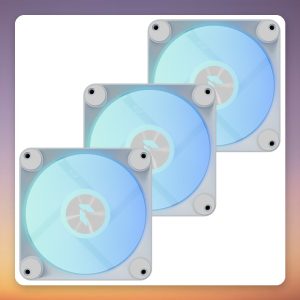 APNX FP1-R 120 mm ARGB PWM Reverse Blade Fan, White, 3-Pack