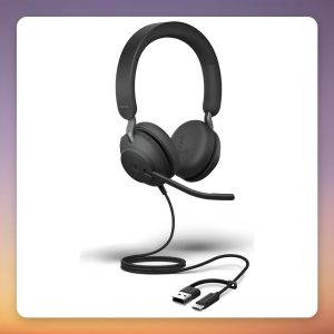 Jabra Evolve2 40 SE Stereo USB-A/USB-C Wired Headset, MS Version, Black