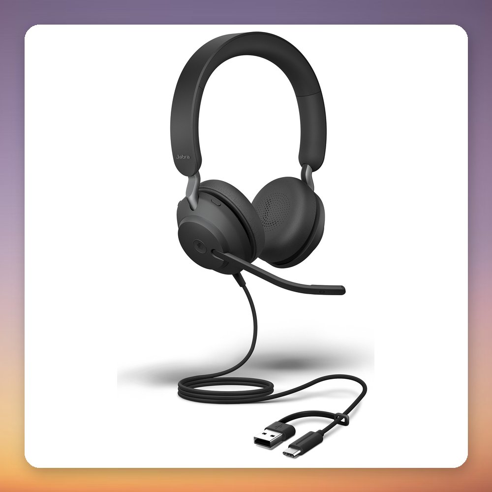 Jabra Evolve2 40 SE Stereo USB-A/USB-C Wired Headset, MS Version, Black