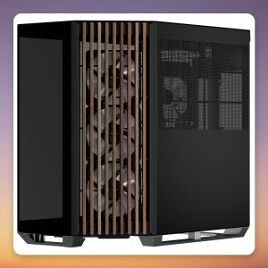 APNX V1-W-BK-v3 Mid-Tower Case, Black, Wood Trim, 2x Tempered Glass, 4x ARGB Fans