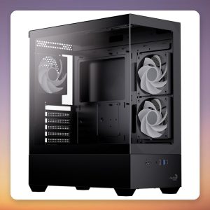 Aerocool P500D-G-BK-v1 ATX Mid-Tower Case, Black, Dual Tempered Glass, 3 ARGB Fans