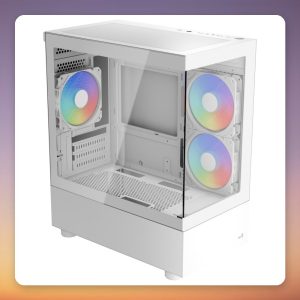 Aerocool Viewport Mini-G-WT-v4 ARGB Micro-ATX Case, White, Dual Tempered Glass