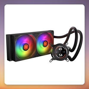 Krux HydroGlance 240 LCD 240 mm AIO Liquid CPU Cooler, Black, ARGB