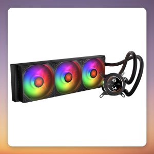 Krux HydroGlance 360 LCD 360 mm AIO Liquid CPU Cooler with LCD Pump Block, ARGB, Black