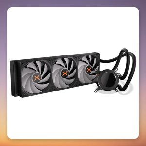 Krux HydroGlance 360 LCD 360 mm AIO Liquid CPU Cooler with LCD Pump Block, ARGB, Black