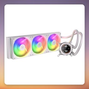 Krux HydroGlance 360 LCD White 360 mm AIO CPU Liquid Cooler with ARGB, White