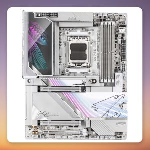 GigaByte X870E AORUS MASTER X3D ICE ATX Motherboard, AM5, DDR5, 10GbE, Wi-Fi 7, White