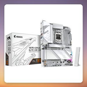 GIGABYTE X870 AORUS ELITE X3D ICE AM5 ATX Motherboard, DDR5, Wi-Fi 7, White
