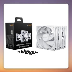 Be quiet! Pure Wings 3 120 mm PWM Reverse Case Fan, White, 3-Pack