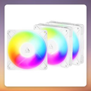 Arctic P12 Pro Reverse A-RGB 120 mm PWM Fans, White, 3-Pack