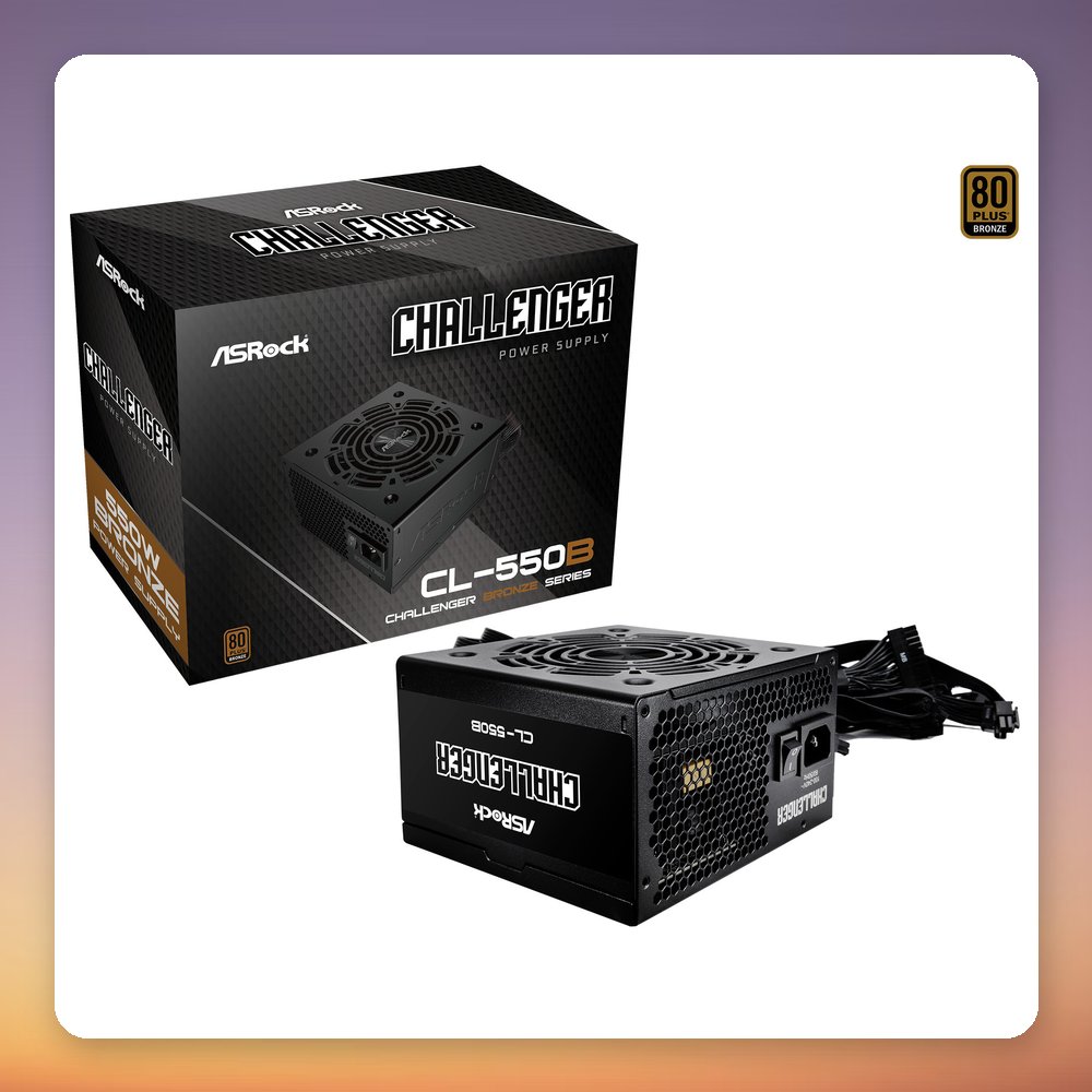 ASRock Challenger CL-550B 550W 80 PLUS Bronze ATX PSU, Black