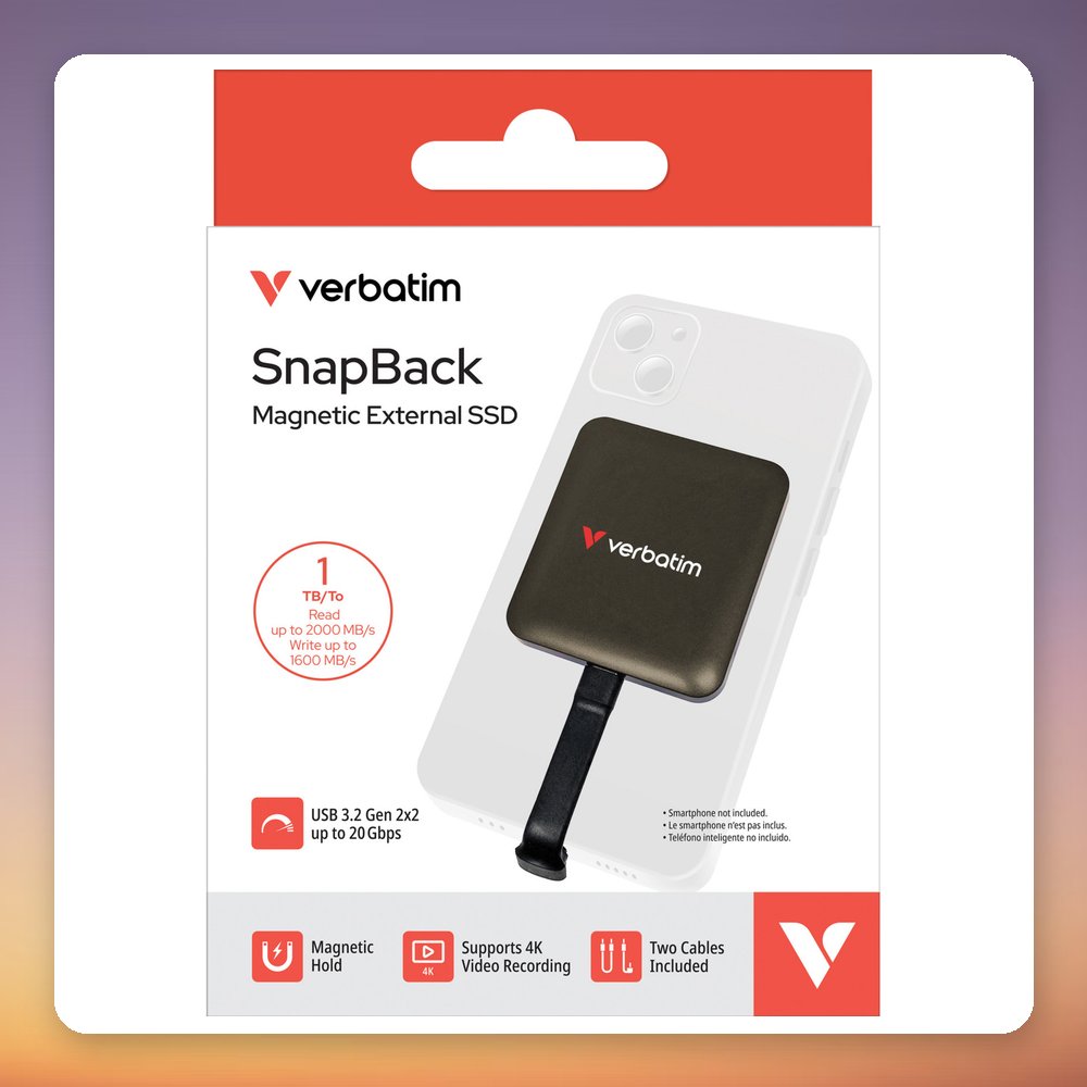 Verbatim SnapBack 1 TB External SSD, USB 3.2 Gen 2x2, Mocha Metallic – image 2