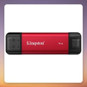 Kingston Dual Portable 1 TB External SSD USB-A and USB-C, Red/Black