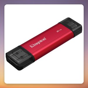 Kingston Dual Portable 2 TB External SSD, USB-A and USB-C, Red/Black